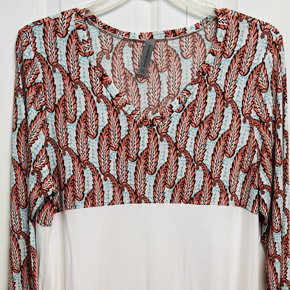 Honeyme Curvy Pink Patterned Mixed-Print Long Sleeve Top size XL